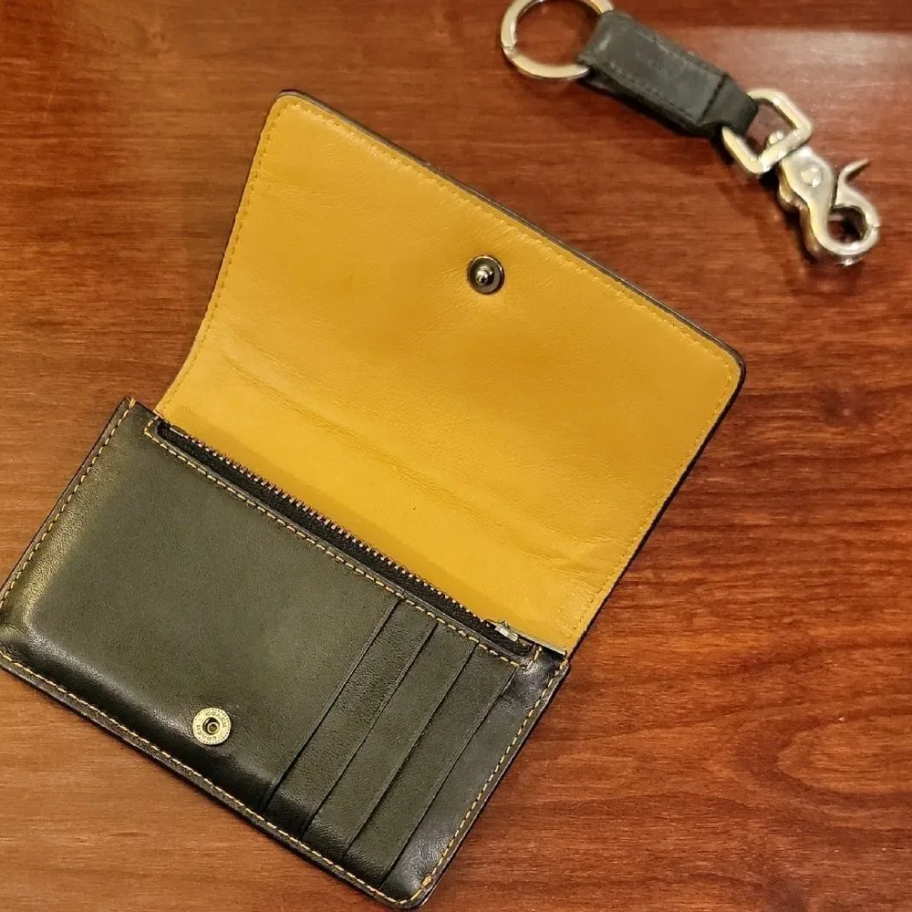 Coach Dark Leather Key Holder and Card Wallet